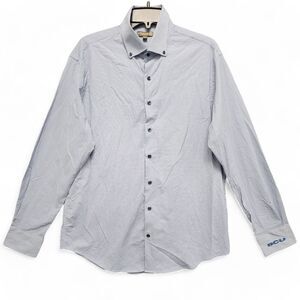 Peter Millar Summer Comfort‎ Shirt Mens Large Blue Check Button Down BCU Logo